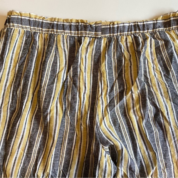 New Look Women's 100% Linen Black/Yellow Striped Wide Leg Pants w/Elastic Waist - Picture 12 of 12